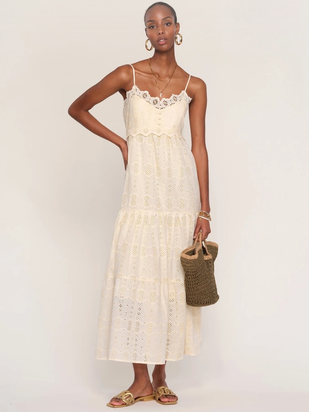Heartloom Cream Eyelet Maxi Dress